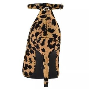 Guess Leopard-Print Ankle-Strap Heel in Tan and Black